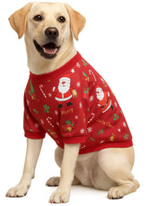 KUTKUT Decorative Stunning Christmas Print Winter Dress for Small Dogs and Cats | Fine Workmanship Fleece Winter Tshirt for ShishTzu, Pug, etc